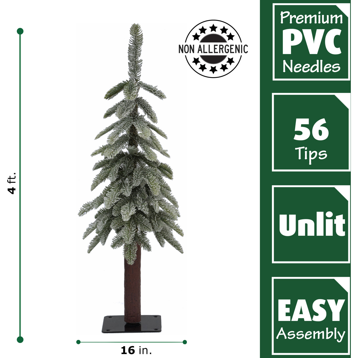 Fraser Hill Farm 4.0-Ft Woodland Pine Lightly Frosted Natural Wonderland Look Christmas Tree with Metal Base - image 4 of 4