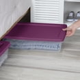thumbnail image 3 of Sterilite Set of (2) 28 Quart Storage Boxes, Clear Plastic Storage Bin with Snap-on Lid, Magenta, 3 of 10