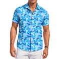 thumbnail image 2 of QHRMKOG Mens Hawaiian Shirts Short Sleeve Relaxed Fit Print Beach Shirt Light Tropical Holiday Button Down Hawaiian Shirt Summer Fashion Tops Blue M, 2 of 6