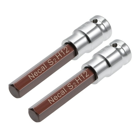 

2 Pcs 1/2 Inch Drive x 12mm Long Hex Bit Socket Metric S2 & Cr-V Steel