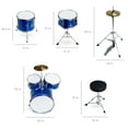 thumbnail image 7 of Best Choice Products 5-Piece Kids Beginner Junior Drum Set, Percussion Instrument Starter Kit w/ Stool - Blue, 7 of 7