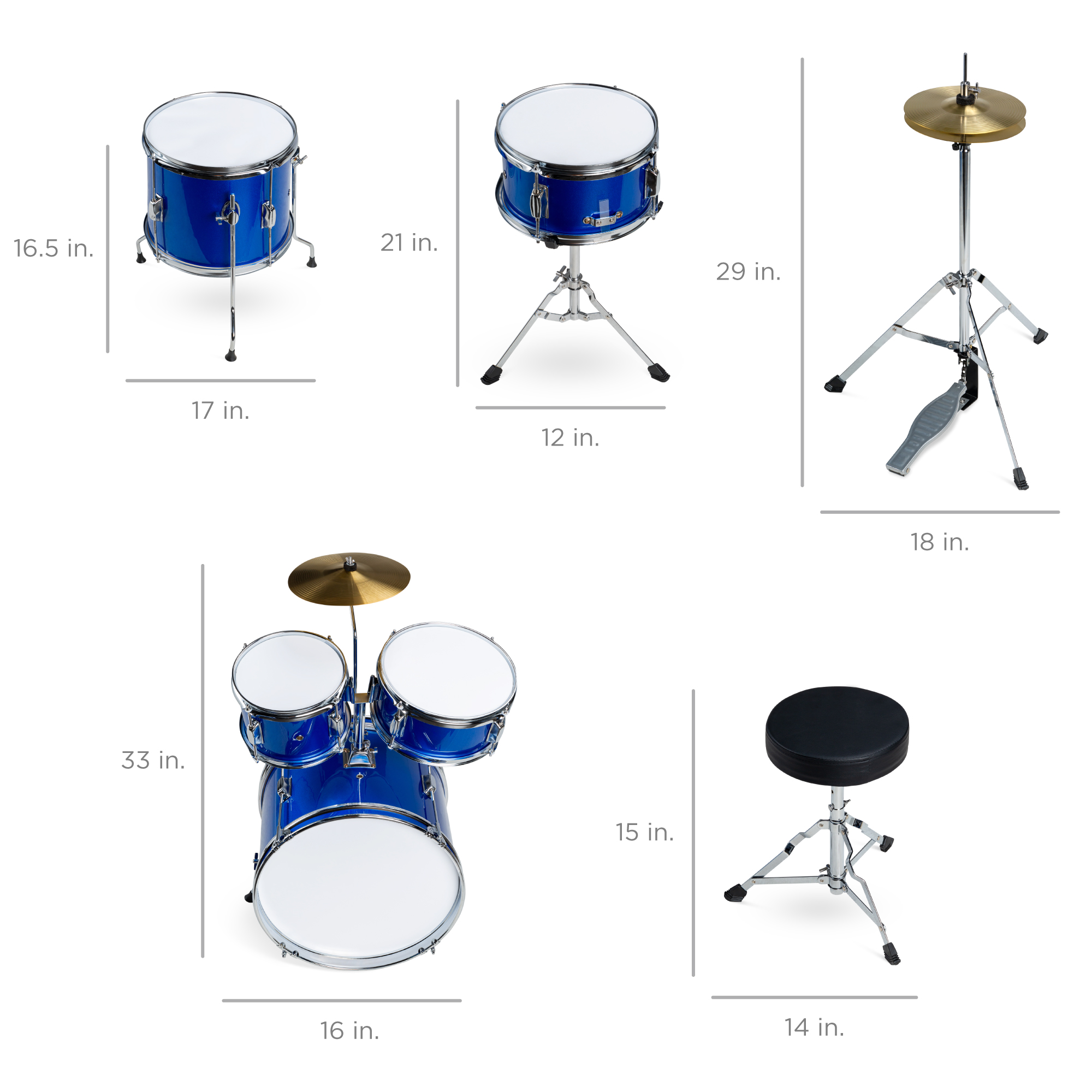 Best Choice Products 5-Piece Kids Drum Set in Blue photo 7