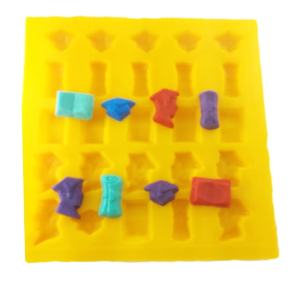 EDELAINE'S Graduation 25 Cavity Silicone Molds for Cream Cheese Mints , Chocolate