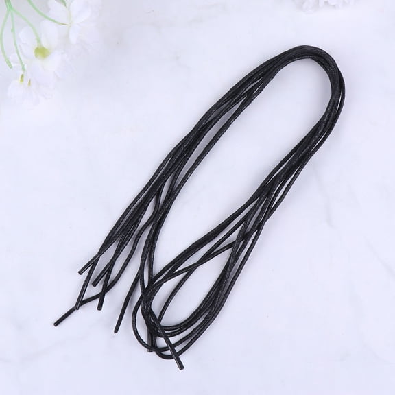 LOLIPPYY 10 Pairs Black Thin Round Shoe Laces, Waxed Cotton Water Resistant for Dress Shoes, Formal Footwear and Casual Use