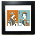 thumbnail image 1 of Playing Cards ilustración K Q patron Mesa de pared con marco cuadrado negro, 1 of 4