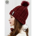 thumbnail image 5 of Luxtrada Womens Winter Hat Warm B Letters Knitted Hat Thick Beanie Cap & Scarf for Winter Knit Ski Beanies Outdoor Sport Hats (Wine Red), 5 of 6