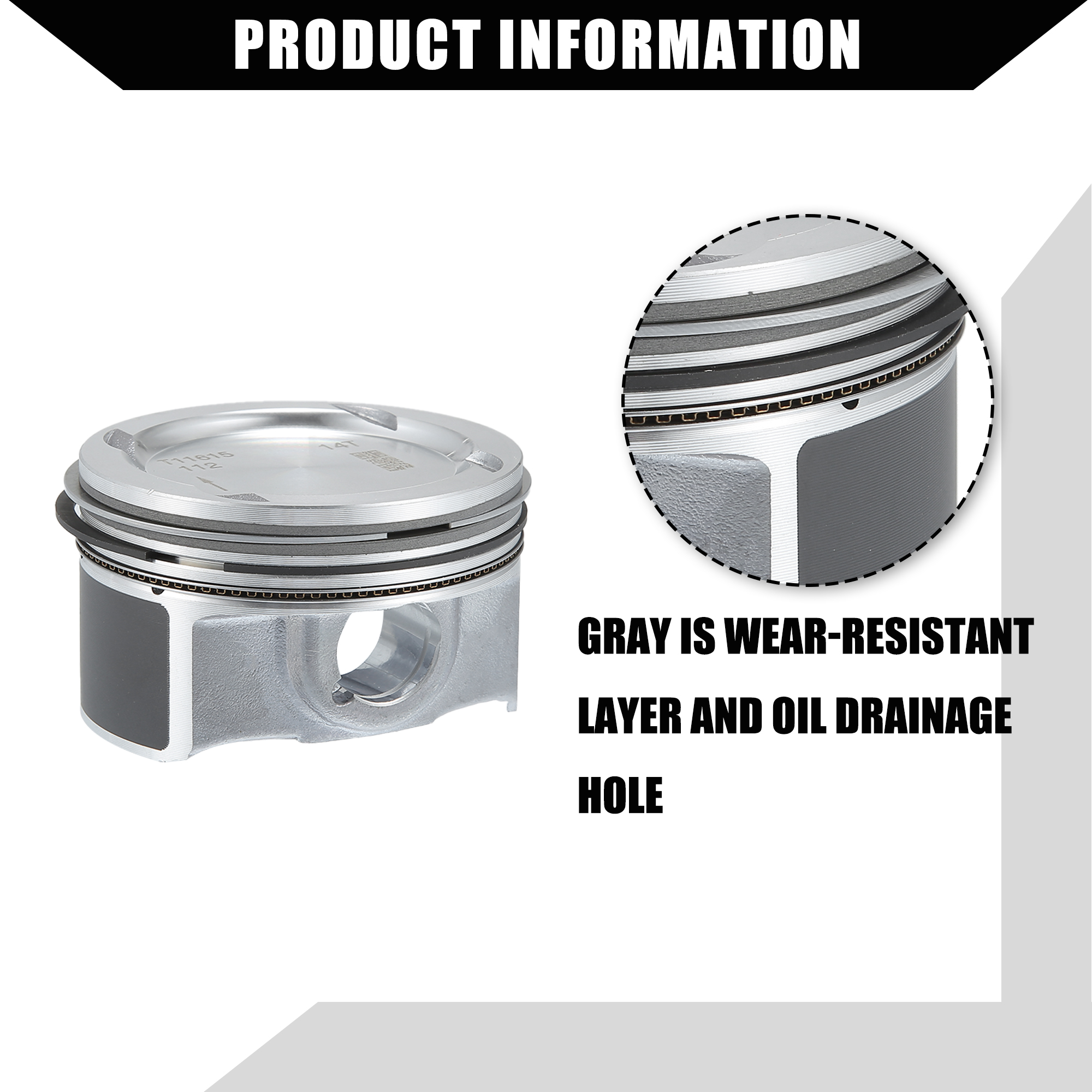 Set 25198520 Inner Engine Piston and Pin and Snap Ring for Chevrolet  Cruze 1.4L L4 2011-2016
