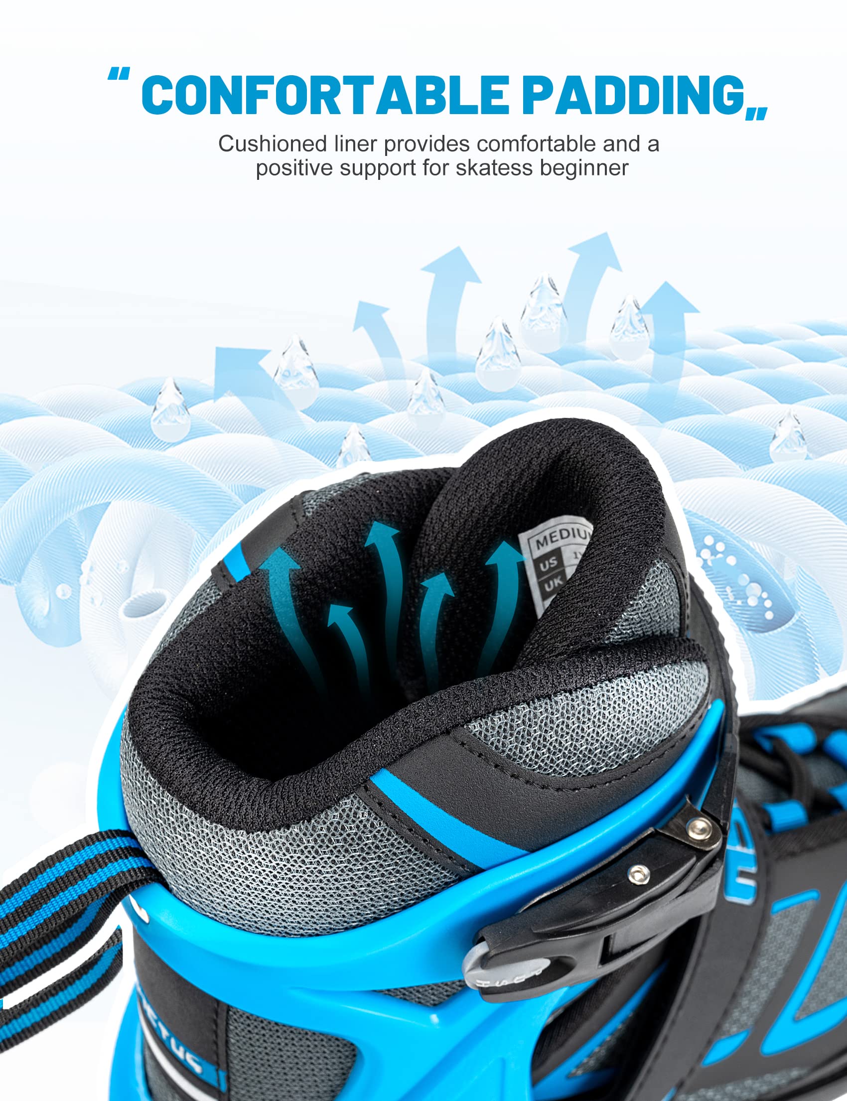 Adjustable Inline Skates for Kids and Adults with Full Light up Wheels, Roller Skates for Girls and Boys, Skates Men and Women Outdoor and Indoor - Blue X-Large(8M/9W-10M/12W US)