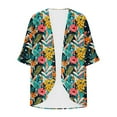thumbnail image 4 of yoeyez Women Kimono Cardigans,Women's Floral Printed Puff Sleeve Tops Cover Up Summer Casual Loose Fit Blouses Loose Fit Multicolor,M, 4 of 5