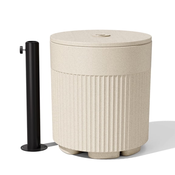 Chiccushion Umbrella Side Table, Patio Umbrella Base with 1.5 inch Hole, Fade & Scratch Resistant Lounger Table for Outdoor, Pool, Picnic, Beige
