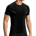 thumbnail image 2 of Men's Compression Shirt Mesh Short Sleeve Workout Gym Top Breathable Cool Dry Athletic Base Layer Undershirt T-Shirt for Sport Running Big and Tall Size M-3XL Black, 2 of 9