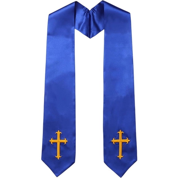 Reversible Embroidery Clergy Stole with Crossed Design Tassels for Priests Pastors Services Religious Ceremonies Reversible Clergy Stole