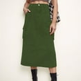 thumbnail image 6 of Women's Utility Midi Skirt with Side Cargo Pockets Button Waistband and Belt Loops - Medium, Olive Green, 6 of 7
