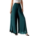 thumbnail image 2 of Women'S Chiffon Dress Beach Wide Leg Palazzo Pants Trouser Green XXL, 2 of 7