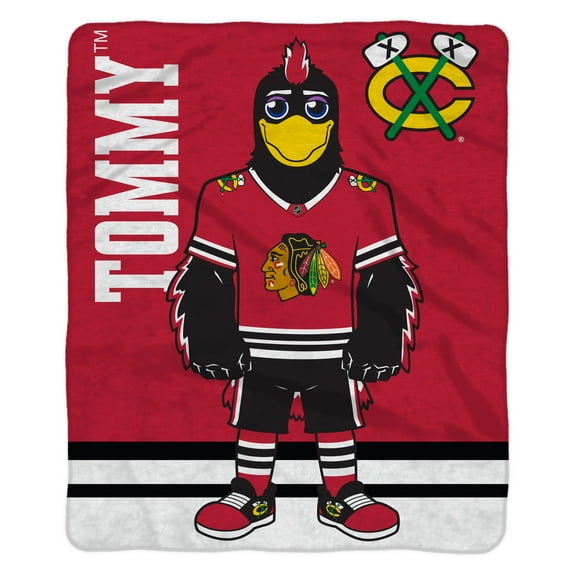 Sleep Squad Chicago Blackhawks Tommyhawk 60” x 80” Raschel Plush Blanket