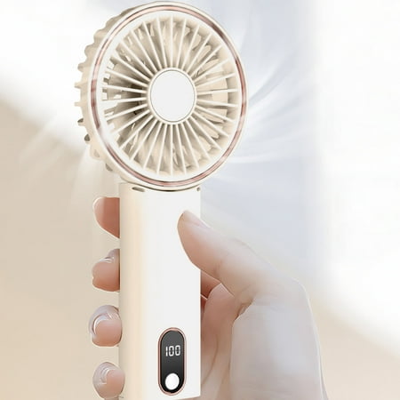 

Portable Handheld Fan Rechargeable 2000mAh 180° Adjustable 4 Speed Wind Display Electricity in Real Time USB Rechargeable Foldable Fan Quiet Personal Fan with Neck Lanyard