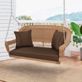 thumbnail image 3 of Jeco Balançoire de Porche Suspendue en Osier de Résine Miel avec Coussin, Brun, 3 of 9