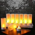 thumbnail image 2 of Flameless Candles - 12 Rechargeable LED Heat Candles with Flaming Effect + 12 Frosted Cups - Comes with Charging Base, 2 of 4