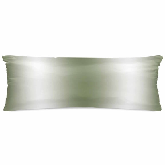 Green White Ombre Satin Pillowcase for Hair and Skin with Zipper, Soft Breathable Cooling Silk Pillow Cases, Country Pastoral Gradient Minimalist Body Pillow Covers Bed Pillows 20"x54"