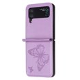 thumbnail image 3 of Nalacover Compatible for Samsung Galaxy Z Flip4 Slim Folding Case, Butterflies Pattern Luxury PU Leather + Silicone/TPU Shockproof Protective Cover for Samsung Galaxy Z Flip4,Violet, 3 of 8