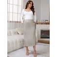 thumbnail image 3 of DARING DIVA Women's Midi Skirt Adjustable High Waist Over Belly Stretchy Jersey 2XL Brown, 3 of 8