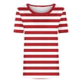 thumbnail image 4 of GigrtiJin Women's Short Sleeve T Shirts Striped Casual Pullover T Shirts Womens Baggy Round Neck Loungewear Going Out T Shirts, 4 of 5