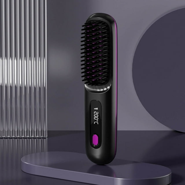 Horivan 2 Counts Portable Straightener Brush Rechargeable Hair Styling Tool with 3 Temperature Settings for All Hair Types Fast Heating Wireless Travel Friendly Salon Smooth Results
