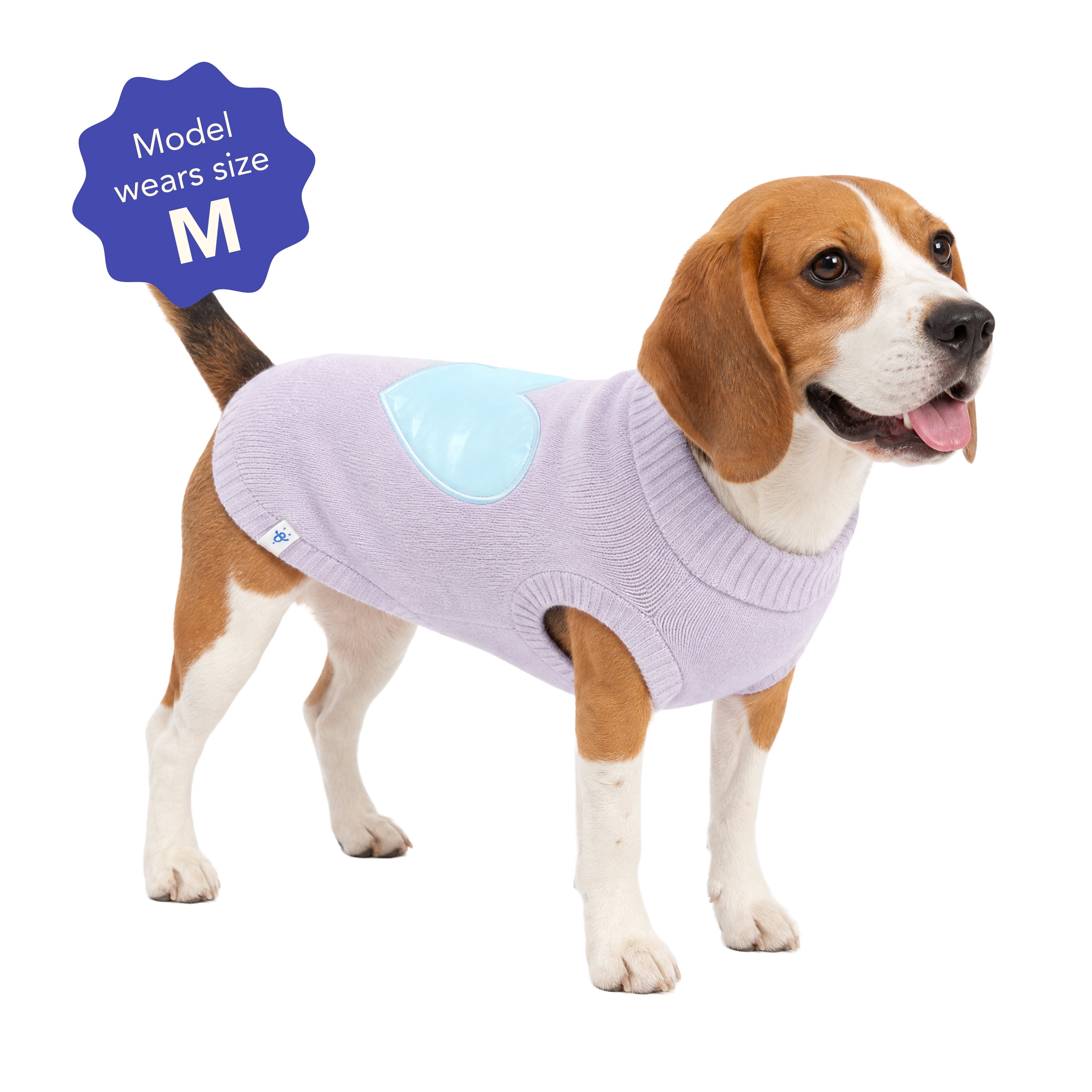 Oodles Iridescent Heart Fall Dog Sweater, Purple, Medium