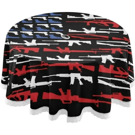 

Hyjoy Independence Day Outdoor Round Tablecloth Waterproof Stain-Resistant Non-Slip Circular Tablecloth 60 Inch with Umbrella Hole and Zipper for Tabletop Backyard Party BBQ Decor