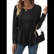 thumbnail image 2 of Blusa Tipo Túnica Plisada de Larga Abullonada para Mujer, Cuello Redondo, Estilo Elegante, Informal, Holgada, para Verano Negro XXL, 2 of 5