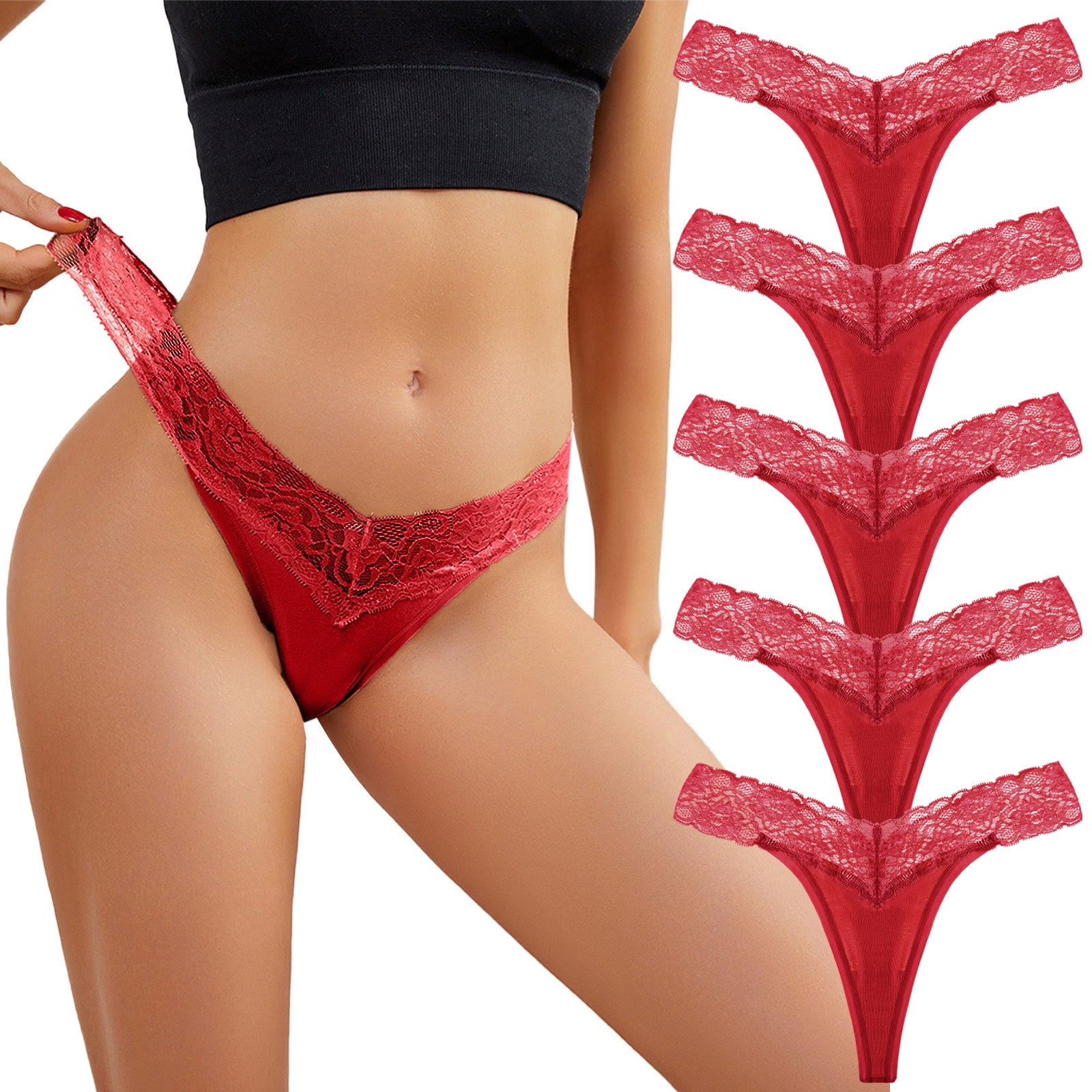 Aayomet Women's Bikini Underwears Underwear Panties Bikini Solid Womens  Briefs Knickers 4 Pieces (Pink, L)