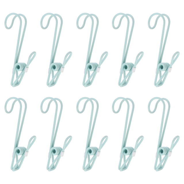 MasteelfCA 10PCS Simple Colored Plastic-coated Clip with Hook Multi-function Clothes Pin M
