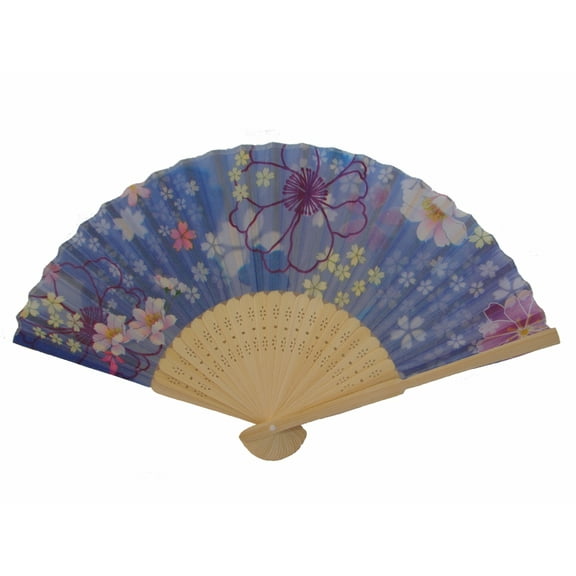 Wooden Slab Chinese Folding Hand Fan-Purple