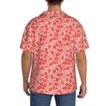 thumbnail image 7 of Balery Red Pretty Flowers Men's Casual Button Down Shirt Short Sleeve Textured Summer Cuban Beach Shirts-Small, 7 of 7