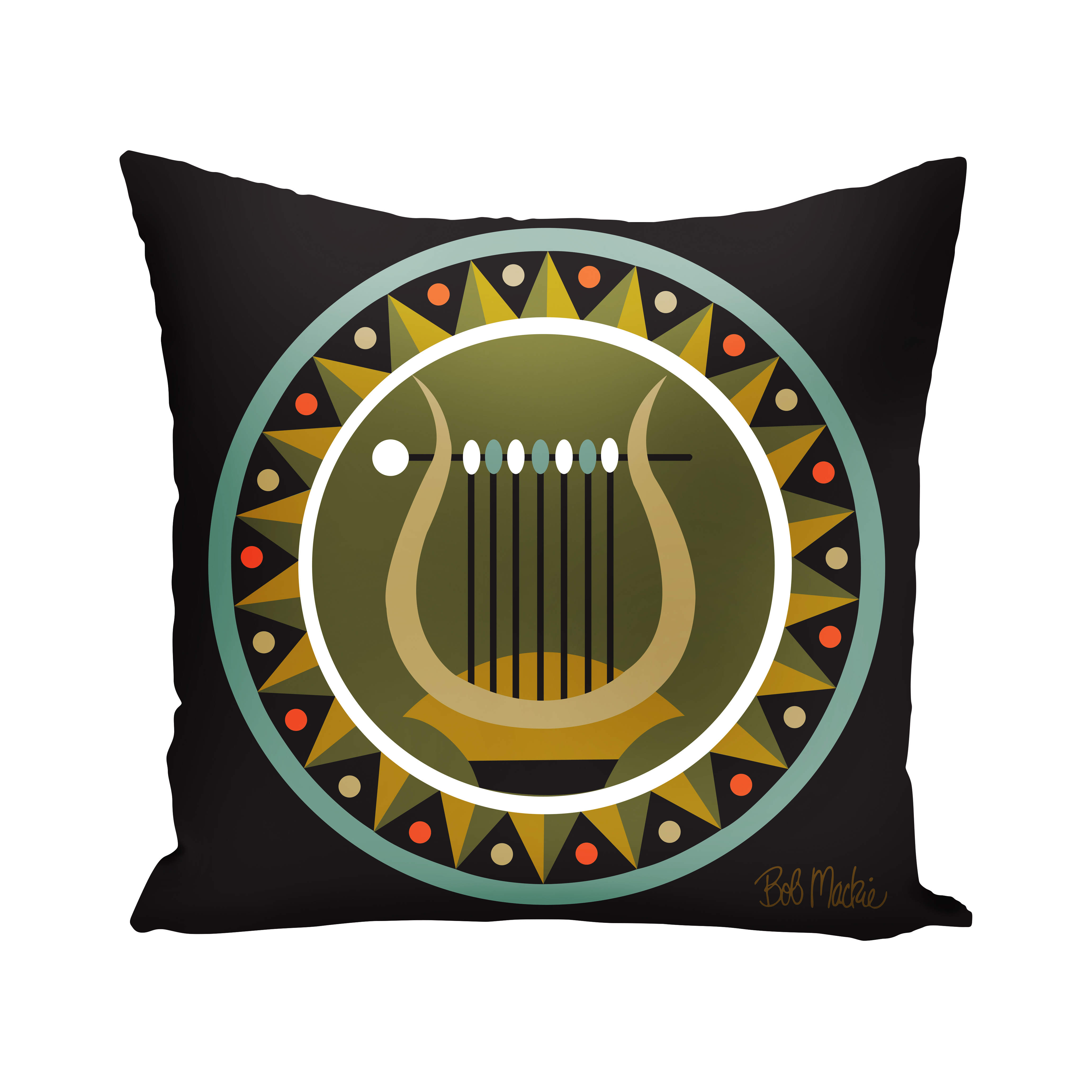 Tribal Greek Lyre 20"x20" Indoor-Outdoor Decorative Throw Pillow - image 1 of 2