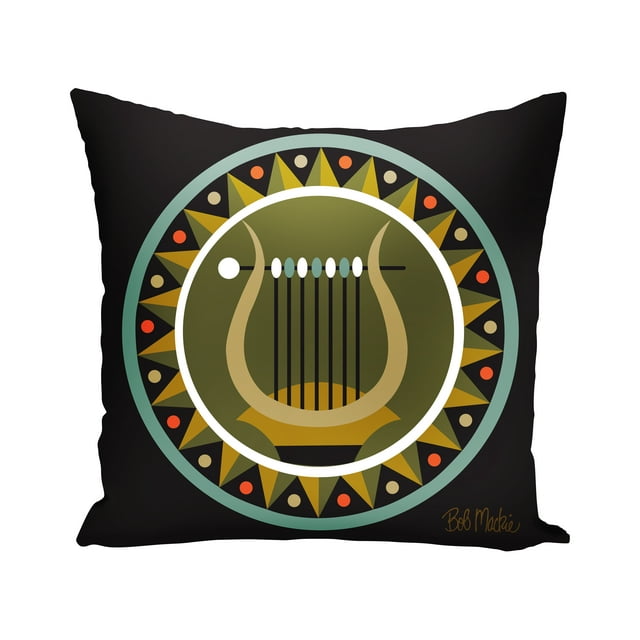 Tribal Greek Lyre 20"x20" Indoor-Outdoor Decorative Throw Pillow