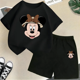 thumbnail image 3 of Conjunto de camisetas y pantalones cortos de verano con estampado de Mickey para niños y adolescentes de 2 a 14 años, camisetas informales de manga corta y cuello redondo, 2 piezas, 3 of 5
