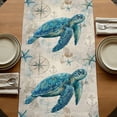 thumbnail image 5 of Table Runners 72 Inches Long Dress Scarves, Teal Sea Turtle Coastal Farmhouse Kitchen/Dining Table Runner, Coffee Tablerunners, Vintage Summer Beach Nautical 14x72 Inch, 5 of 9