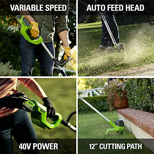 Renewed GreenWorks STBA40B210 G-MAX 40V Cordless String Trimmer and Blower Combo Pack 