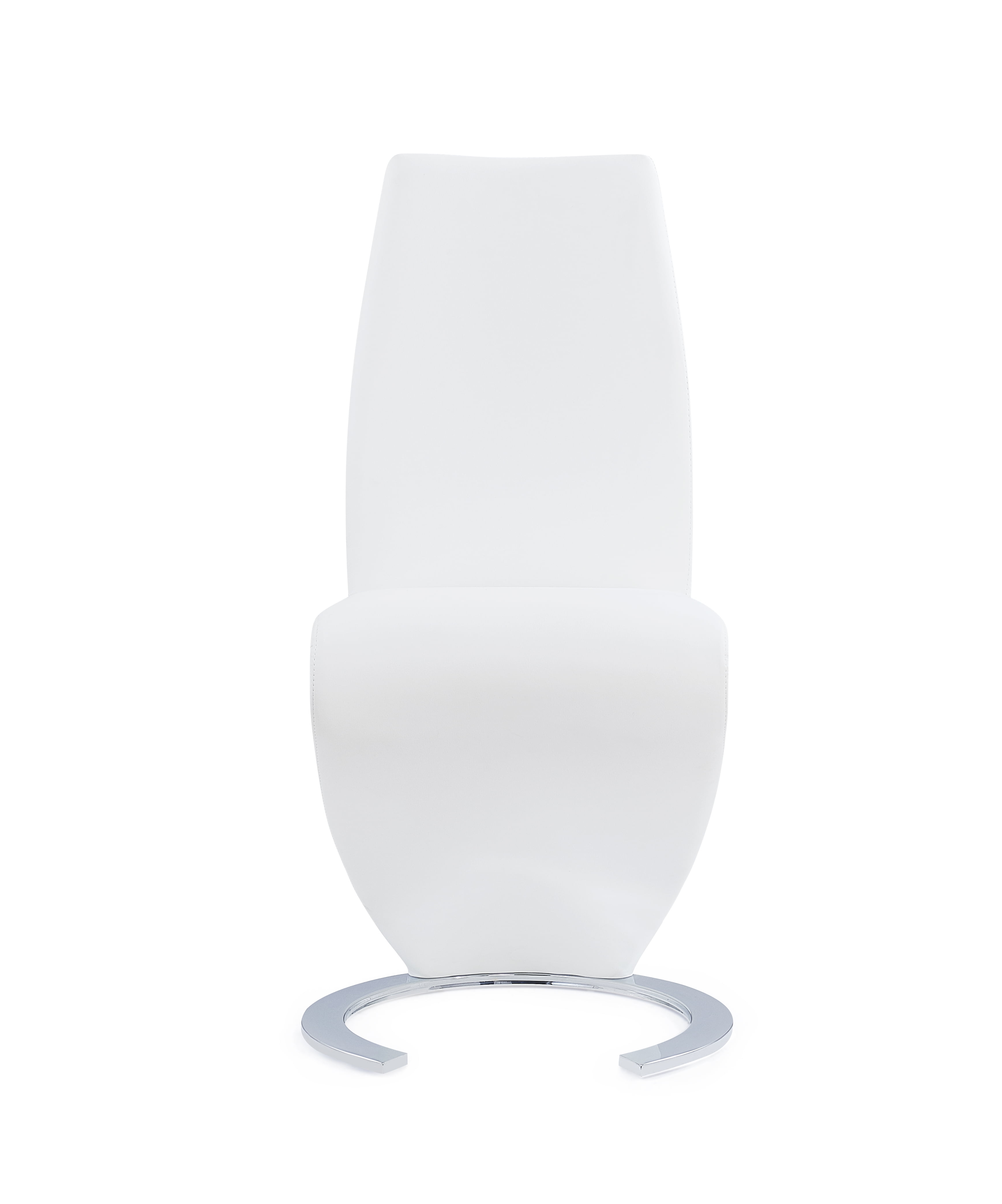 Global Furniture Dining Chair White Pu with Horseshoe Base