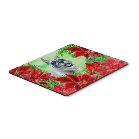 Schnauzer Poinsettas Mouse Pad Hot Pad or Trivet