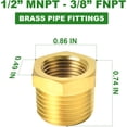 CRKMGS-15PCS Brass Reducer Hex Bushing Threaded Pipe Fitting 1/2