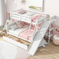thumbnail image 2 of Newest Twin over Full Bunk Bed with 2 Drawers, Slide, Shelves, Ladder, Rubber Wood Bunk Bed with Slide, Drawers,White, 2 of 10