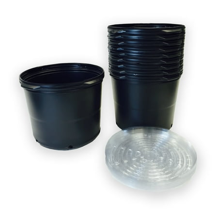 - 7 Gal. Nursery Trade Pots with Saucers (6.08 Gal / 23.02 l) 10-Pack
