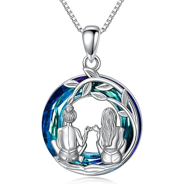 Collar de hermana para mujer y niña, collar de moda para madre e hija, joyería de árbol de cristal de amistad familiar, colgante de infinito para hermana