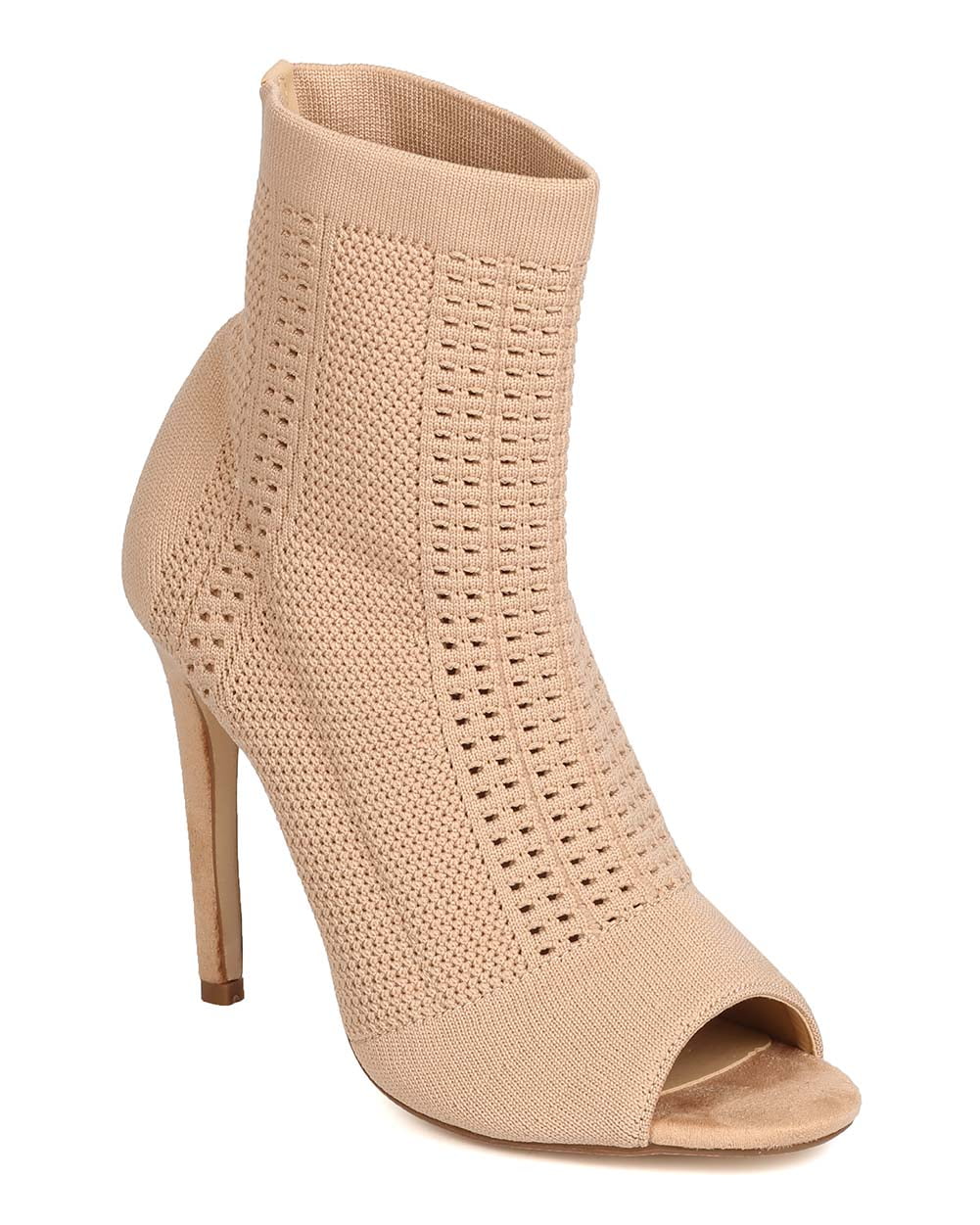 open toe knit booties