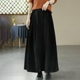 thumbnail image 2 of EDFBUYKRS Female Skirts Long Maxi Skirts with Pockets Corduroy Skirt for High Waist Flowy A Line with Pleated Detail Comfortable Soft Fabric Versatile Casual and Dressy Outfits, 2 of 4