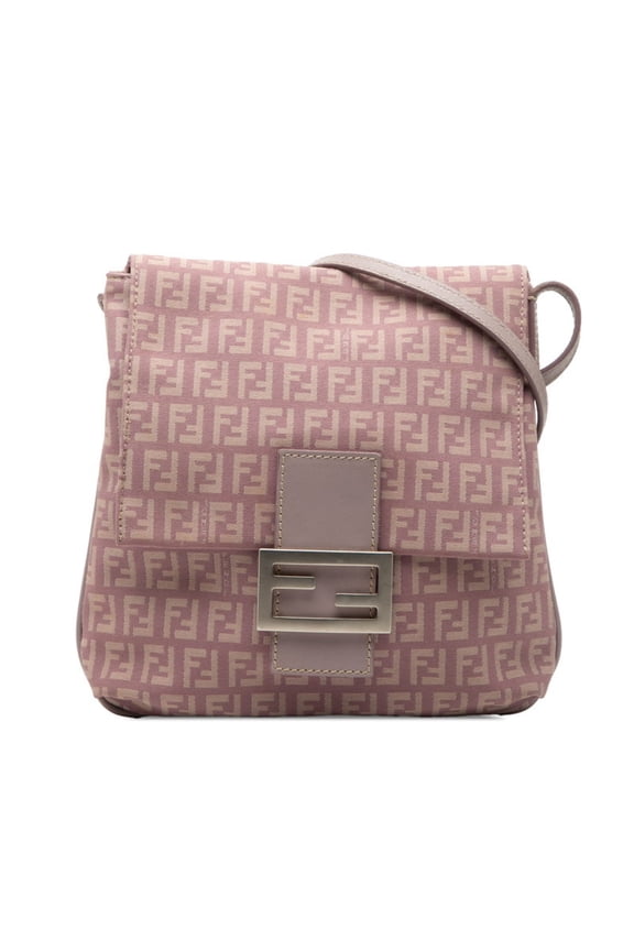 Pre-Owned Fendi Zucchino Crossbody Shoulder Bag, Light Purple Canvas Leather, Women's FENDI