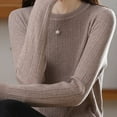 thumbnail image 3 of Womens Thin Knitted Sweaters, Fall Sweaters for Women Lightweight Casual Fleece Solid Color Crewneck Long Sleeve Pullover S-2XL, 3 of 5