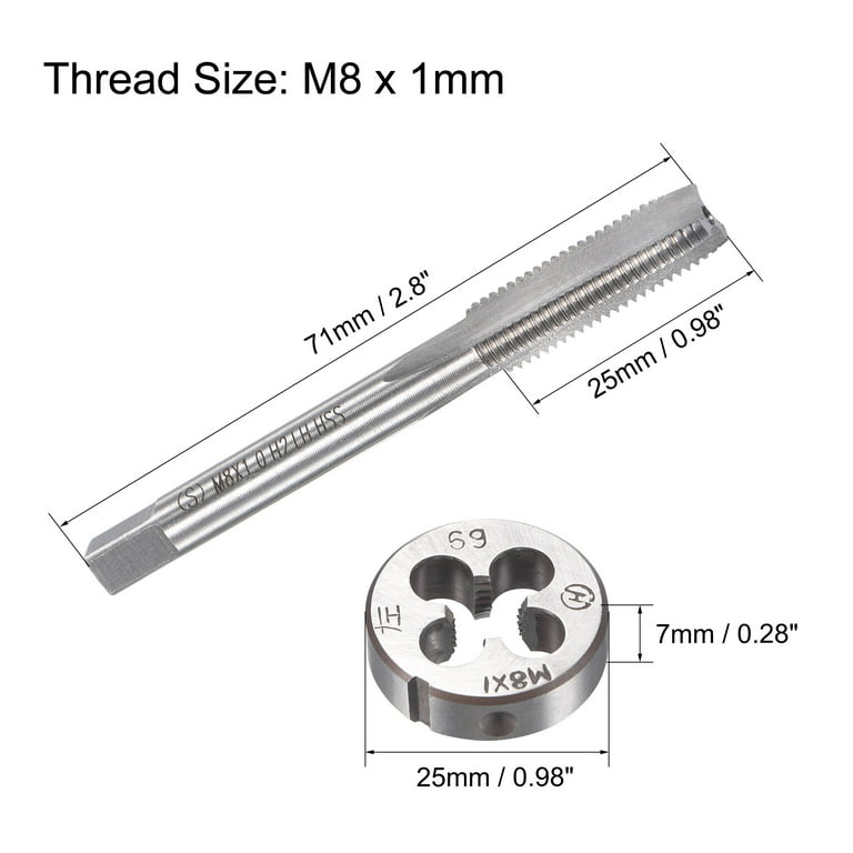 Metric Tap and Die Set Round Threading Die Threads Tapping Threading Tool  Kit Thread Screw Tap M6 to M12 External Thread Cutting Hand Tool Kit